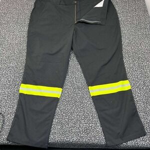 Cintas Work Pants Men 48x32 Black Straight Leg Reflective Pockets Outdoor